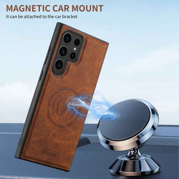 For Samsung Galaxy S24 Ultra 5G Suteni H16 Litchi Texture Leather Detachable Wallet Back Phone Case(Khaki)
