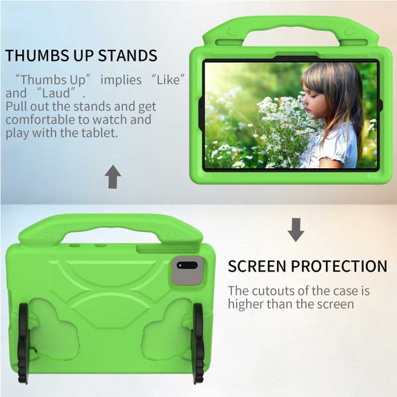 For Samsung Galaxy Tab S9 FE 11.0 2023 Thumb Bracket EVA Shockproof Tablet Case(Green)
