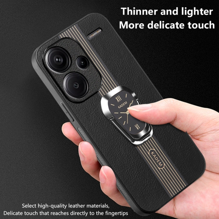 For Xiaomi Redmi Note 13 Pro+ Magnetic Litchi Leather Back Phone Case with Holder(Green)