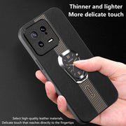 For Xiaomi 13 Magnetic Litchi Leather Back Phone Case with Holder(Green)