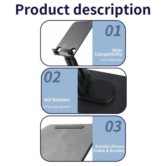 JMARY MK62 360-Degree Rotating Foldable Desktop Phone Tablet Holder