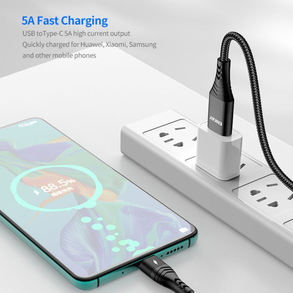 ENKAY 6-in-1 5A USB / Type-C to Type-C / 8 Pin / Micro USB Multifunction Fast Charging Cable, Cable Length:1m(Black)