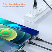 ENKAY 3-in-1 6A USB to Type-C / 8 Pin / Micro USB Multifunction Fast Charging Cable, Cable Length:1m(Black)