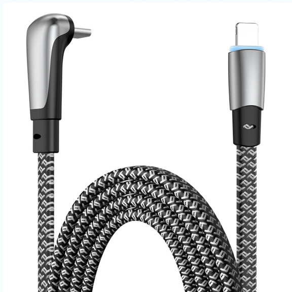 ENKAY PD30W Elbow Type-C to 8 Pin Fast Charging Data Braid Cable with Indicator Light, Length:1.2m