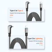 ENKAY PD30W Elbow Type-C to 8 Pin Fast Charging Data Braid Cable with Indicator Light, Length:1.2m