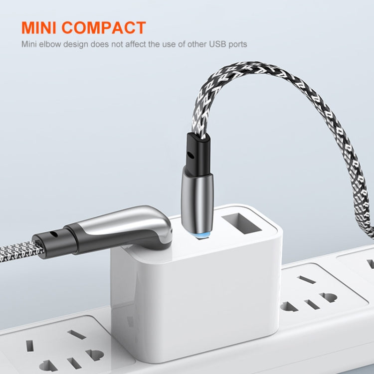 ENKAY PD30W Elbow Type-C to 8 Pin Fast Charging Data Braid Cable with Indicator Light, Length:1.2m