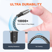 ENKAY PD65W Elbow Type-C to Type-C Fast Charging Data Braid Cable with Indicator Light, Length:2m