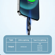 ENKAY PD30W Type-C to 8 Pin Fast Charging Data Silicone Cable with LED Display, Length:2m(Black)