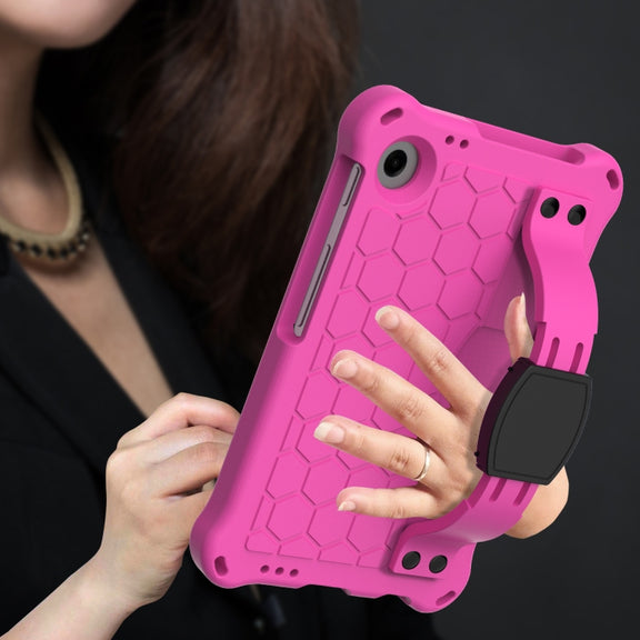 For Blackview Tab 60 8.7 2023 Honeycomb EVA Hybrid PC Tablet Case with Strap(Rose Red+Black)