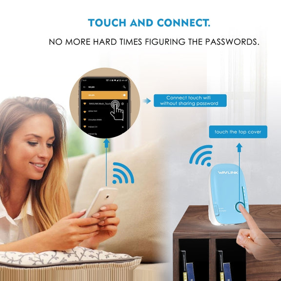 WAVLINK WN576K2 AC1200 Household WiFi Router Network Extender Dual Band Wireless Repeater, Plug:UK Plug (Blue)