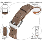 For Apple Watch SE 2022 44mm Rhinestone Denim Chain Leather Watch Band(Dark Brown)
