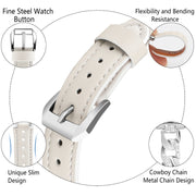 For Apple Watch Series 6 40mm Rhinestone Denim Chain Leather Watch Band(Beige)