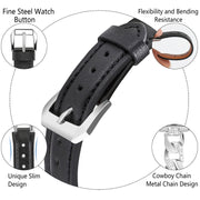 For Apple Watch Series 4 44mm Rhinestone Denim Chain Leather Watch Band(Black)