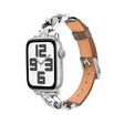 For Apple Watch Series 4 40mm Rhinestone Denim Chain Leather Watch Band(Dark Brown) - Watch Bands by PMC TechLife | Online Shopping South Africa | PMC TechLife | Buy Now Pay Later Mobicred
