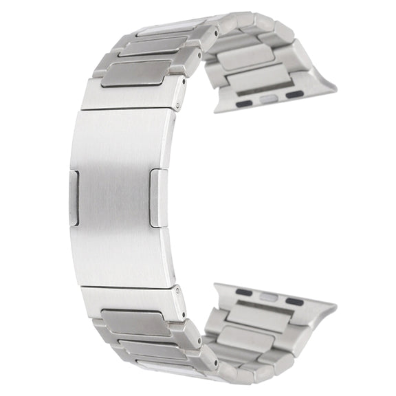 For Apple Watch SE 2022 40mm Stainless Steel H-Shaped Fold Buckle Watch Band(Silver)