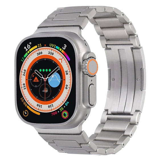 For Apple Watch SE 2022 40mm Stainless Steel H-Shaped Fold Buckle Watch Band(Silver)