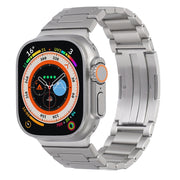 For Apple Watch Series 6 44mm Stainless Steel H-Shaped Fold Buckle Watch Band(Silver)