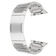 For Apple Watch Series 5 44mm Stainless Steel H-Shaped Fold Buckle Watch Band(Silver)