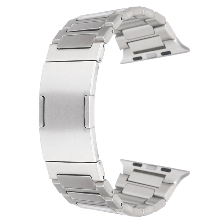 For Apple Watch Series 5 44mm Stainless Steel H-Shaped Fold Buckle Watch Band(Silver)