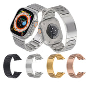 For Apple Watch Series 8 41mm Stainless Steel H-Shaped Fold Buckle Watch Band(Gold)