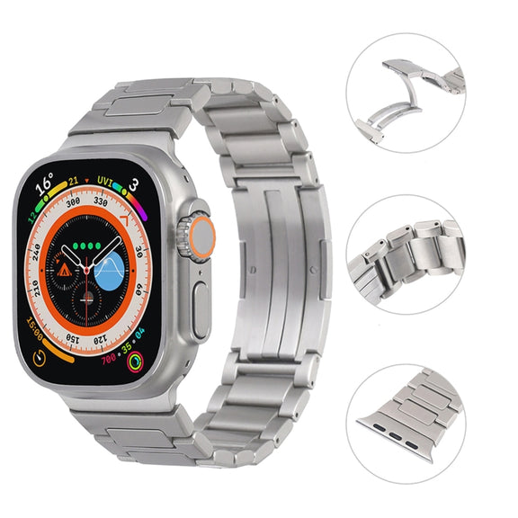 For Apple Watch Series 8 41mm Stainless Steel H-Shaped Fold Buckle Watch Band(Gold)