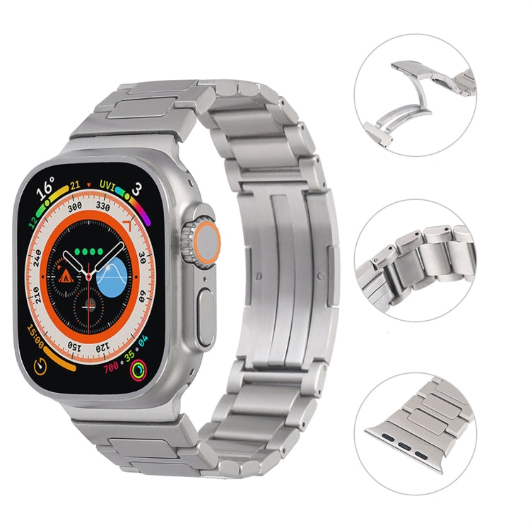 For Apple Watch Series 5 40mm Stainless Steel H-Shaped Fold Buckle Watch Band(Silver)