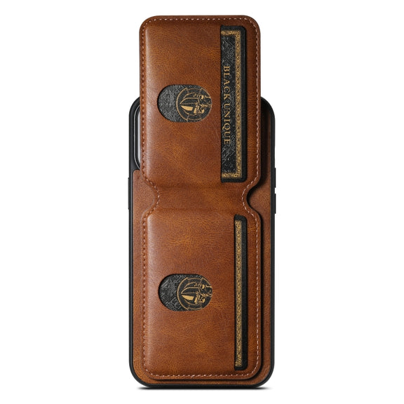 For iPhone 15 Suteni H02 Leather Wallet Stand Back Phone Case(Brown)