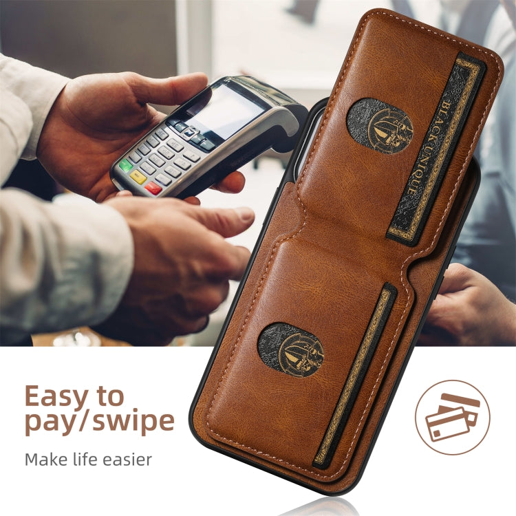 For iPhone 16 Suteni H02 Leather Wallet Stand Back Phone Case(Brown)