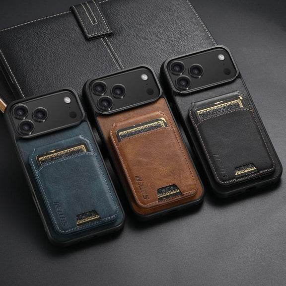 For iPhone 16 Pro Max Suteni H02 Leather Wallet Stand Back Phone Case(Black)