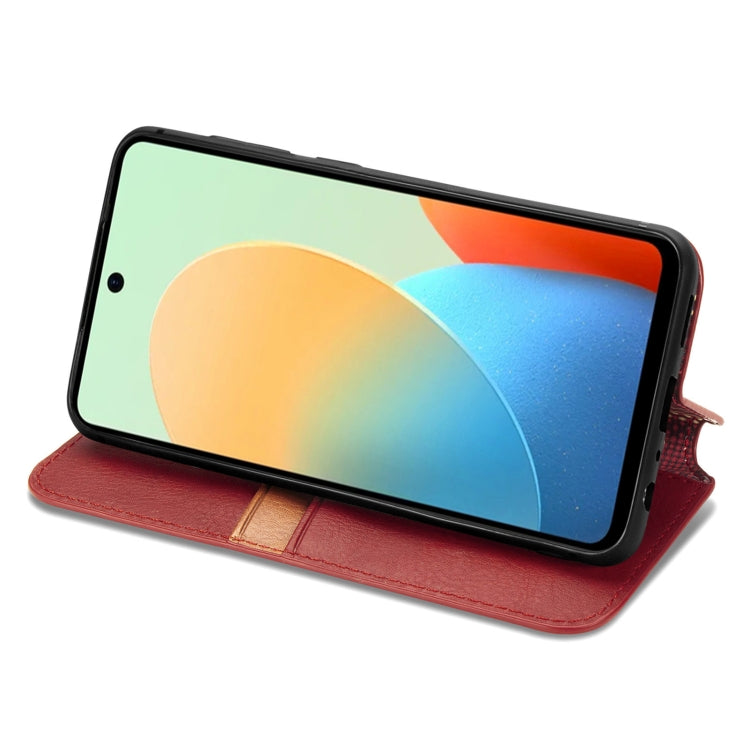 For Tecno Spark Go 2024 Cubic Grid Pressed Magnetic Leather Phone Case(Red)