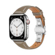 For Apple Watch SE 2023 40mm Plain Leather Butterfly Buckle Watch Band(Gray+Silver) - free shipping - PMC TechLife - Order now!