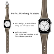 For Apple Watch SE 2023 40mm Plain Leather Butterfly Buckle Watch Band(Gray+Silver)