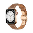 For Apple Watch Series 9 41mm Plain Leather Butterfly Buckle Watch Band(Dark Brown+Rose Gold) - free shipping - PMC TechLife - Order now!