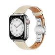 For Apple Watch Ultra 49mm Plain Leather Butterfly Buckle Watch Band(Beige+Silver) - free shipping - PMC TechLife - Order now!