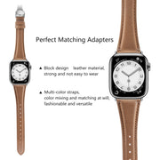 For Apple Watch Series 8 45mm Plain Leather Butterfly Buckle Watch Band(Dark Brown+Silver)