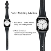 For Apple Watch SE 2022 40mm Plain Leather Butterfly Buckle Watch Band(Black+Black)