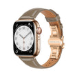 For Apple Watch Series 7 41mm Plain Leather Butterfly Buckle Watch Band(Gray+Rose Gold) - free shipping - PMC TechLife - Order now!
