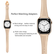 For Apple Watch Series 6 40mm Plain Leather Butterfly Buckle Watch Band(Apricot+Rose Gold)