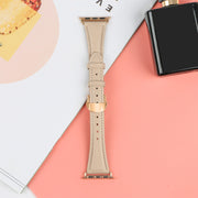 For Apple Watch Series 6 40mm Plain Leather Butterfly Buckle Watch Band(Apricot+Rose Gold)