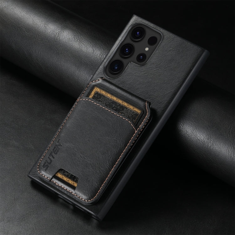 For Samsung Galaxy S24 Ultra Suteni H02 Leather Wallet Stand Back Phone Case(Black)