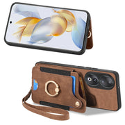 For Honor 90 Retro Skin-feel Ring Multi-card RFID Wallet Phone Case(Brown)