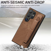 For Samsung Galaxy S24 Ultra 5G Retro Wristband Holder Leather Back Phone Case(Brown)