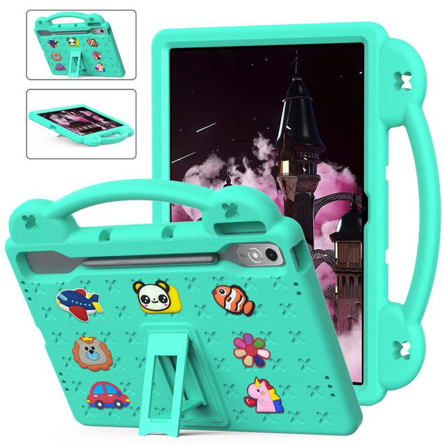 For  Lenovo Xiaoxin Pad Pro 12.7 2025 Handle Kickstand Children EVA Shockproof Tablet Case(Mint Green)