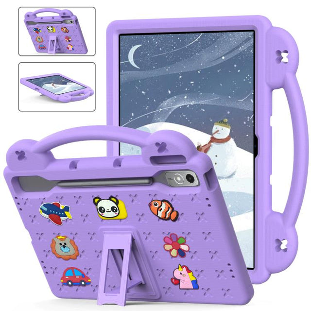 For  Lenovo Xiaoxin Pad Pro 12.7 2025 Handle Kickstand Children EVA Shockproof Tablet Case(Light Purple)