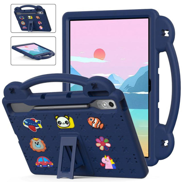 For  Lenovo Xiaoxin Pad Pro 12.7 2025 Handle Kickstand Children EVA Shockproof Tablet Case(Navy Blue)