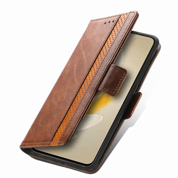For vivo X100 CaseNeo Splicing Dual Magnetic Buckle Leather Phone Case(Brown)