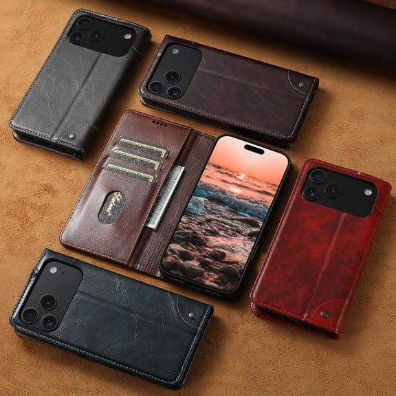 For iPhone 16e Suteni Baroque Calf Texture Buckle Wallet Leather Phone Case(Brown)