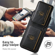 For iPhone 16 Plus Suteni H03 Oil Wax Leather Wallet Stand Back Phone Case(Black)