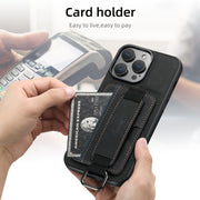 For iPhone 16 Suteni H13 Litchi Leather Wrist Strap Wallet Back Phone Case(Black)
