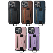 For iPhone 16 Pro Max Suteni H13 Litchi Leather Wrist Strap Wallet Back Phone Case(Brown)